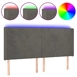 vidaXL Tête de lit à LED Gris foncé 203x16x118/128 cm Velours