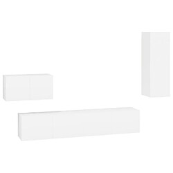 vidaXL Ensemble de meubles TV 4 pcs Blanc Bois d'ingénierie