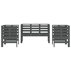 Maison Chic Salon de jardin 3 pcs - Table et chaises d'extérieur - Mobilier/Meubles de jardin Moderne gris bois massif de pin -MN40832 pas cher