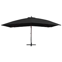 Helloshop26 Parasol suspendu avec mât en bois 400 x 300 cm noir 02_0008714