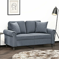 Maison Chic Canapé 2 places avec oreillers,Sofa de Salon,Canapé droit gris foncé 120 cm velours -GKD620042