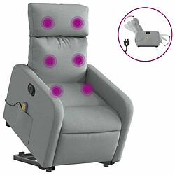 Maison Chic Fauteuil Relax pour salon, Fauteuil inclinable de massage électrique Gris clair Tissu -GKD18152