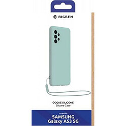 BigBen Connected Coque pour Samsung Galaxy A53 5G en Silicone avec dragonne assortie Bleu clair