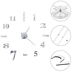 Decoshop26 Horloge murale 3D Design moderne 100 cm XXL Argenté DEC022267