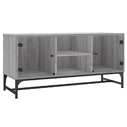 vidaXL Meuble TV avec portes en verre sonoma gris 102x37x50 cm