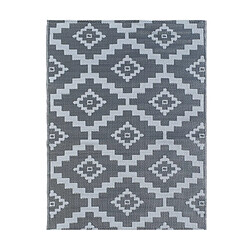 Avril Paris Tapis d'extérieur en plastique tressé - 150x220cm - Gris - Réversible - 100% polypropylène - 400gr / m2 - AJACCIO