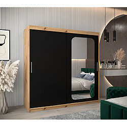 Abiks Meble Armoire PROMO T2 À Portes Coulissantes 200/200/62 2 Portes (Artisan/Noir)