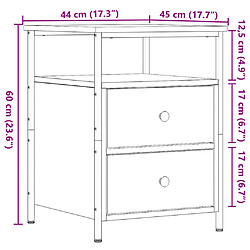 vidaXL Table de chevet chêne artisanal 44x45x60 cm bois d'ingénierie pas cher