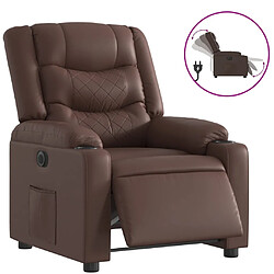 vidaXL Fauteuil inclinable électrique Marron Similicuir