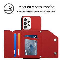 Coque en TPU + PU avec béquille, porte-carte et bandoulière rouge pour votre Samsung Galaxy A53 5G