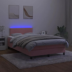 Avis vidaXL Sommier à lattes de lit avec matelas LED Rose 120x200cm Velours