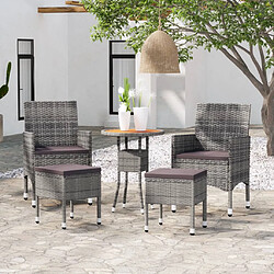 vidaXL Salon de jardin 5 pcs Résine tressée Gris