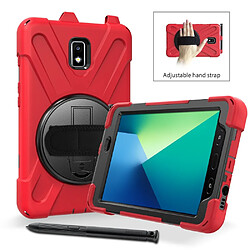 Avis Coque en TPU combo en forme de X avec béquille, dragonne et dragonne rouge pour votre Samsung Galaxy Tab Active 2 8.0 T395/T390