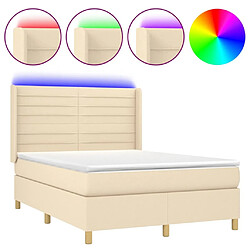 Sommier à lattes,Cadre à lattes de lit pour Adulte matelas et LED Crème 140x190 cm Tissu -MN39228