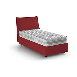 Avis Autrement Talamo Italia Veronica lit simple avec conteneur, Made in Italy, en tissu amovible, 80x190 cm, avec ouverture frontale, Rouge, avec matelas inclus.