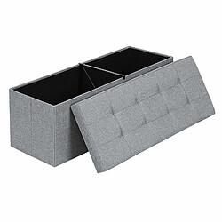 SONGMICS Banc Coffre de Rangement Pouf Pliable Grand pour 3 Personnes Tissu en Lin 110 x 38 x 38 cm LSF77G