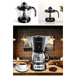 Techwood Cafetière électrique NOIRE Programmable 6 TASSES 650W Fonction Maintien au chaud + Presse fruit Agrumes Electrique Noir 700ml