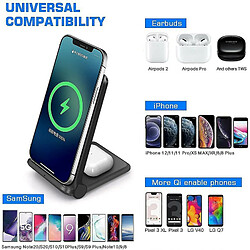 Avis Chrono 20W Rapide Chargeur à Induction Chronus 2 en 1 Chargeur sans Fil Pliable Station de Chargeurs Compatible avec iPhone 12 Pro /12/11Pro/XS/XR/X/8/Air pods Pro/2;Samsung Galaxy S21 /S20 /S10/S9/S8/S7/Buds,(noir)