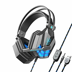 Sy850Mv Casque De Jeu À Contrôle De Fil Lumineux Casque Antibruit Avec Microphone Bleu Foncé 