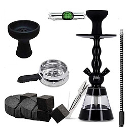 Pack Chicha Alu 912 BK + Chauffe Charbon + Tuyau et Manche Marrakech + Foyer Silicone Vortex + Charbon