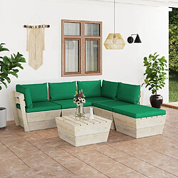 vidaXL Salon de jardin palette 6 pcs avec coussins bois d'épicéa