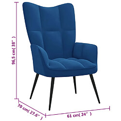 vidaXL Chaise de relaxation avec tabouret Bleu Velours pas cher