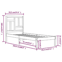 vidaXL Cadre de lit sans matelas 90x200 cm bois de pin massif pas cher