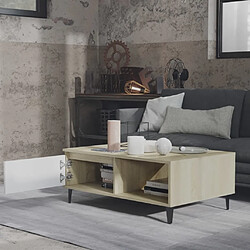 Avis Maison Chic Table basse,Table Console Table d'appoint, Table pour salon Blanc et chêne sonoma 90x60x35 cm Aggloméré -MN81182