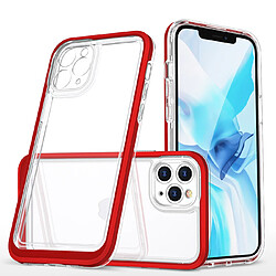 Ozzzo coque transparente 3 en 1 pour iphone 11 pro frame cover gel rouge