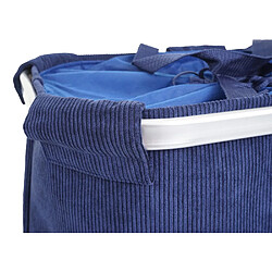 Decoshop26 Panier à linge corbeille avec cordon de serrage 2 compartiments 54x52x32cm 89L bleu 04_0001298 pas cher