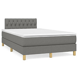 Maison Chic Lit adulte- Lit + matelas,Sommier à lattes de lit avec matelas gris foncé 120x190cm tissu -GKD30264