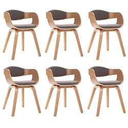 vidaXL Chaises à manger lot de 6 bois courbé et tissu taupe