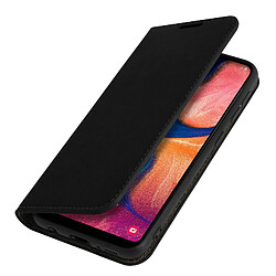 Avizar Étui Galaxy A20e Folio Cuir Véritable Porte cartes Support Vidéo noir