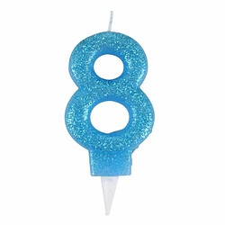 Paris Prix Bougie d'Anniversaire Paillette Chiffre 8 7cm Bleu