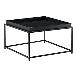 Helloshop26 Table basse carrée pour salon avec plateau amovible en métal 59 x 59 cm noir mat 03_0006130 