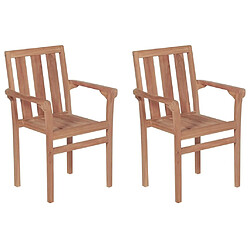 Maison Chic Lot de 2 Chaises empilables de jardin - Fauteuil d'extérieur Bois de teck solide -MN58957