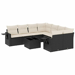 Maison Chic Salon de jardin 9 pcs avec coussins | Ensemble de Table et chaises | Mobilier d'Extérieur noir résine tressée -GKD82689