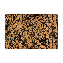 Thedecofactory NERVURE - Paillasson fibre de coco motif feuilles naturel-noir 60x40