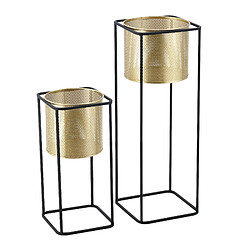 Lot de 2 Supports de Plante Mettet Noir Doré [en.casa]