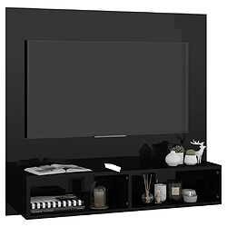 Acheter Maison Chic Meuble TV scandinave mural suspendu - Noir brillant 102x23,5x90 cm Aggloméré -MN19215