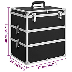 vidaXL Mallette à maquillage 37x24x40 cm Noir Aluminium pas cher