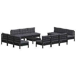 Avis Maison Chic Salon de jardin 13 pcs + coussins - Mobilier/Meubles de jardin - Table et chaises d'extérieur anthracite Bois de pin -MN70883