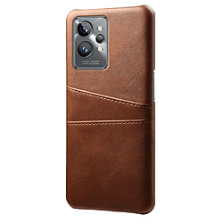 Coque en TPU + PU anti-griffes, anti-choc avec porte-cartes, marron pour votre Realme GT2 Pro