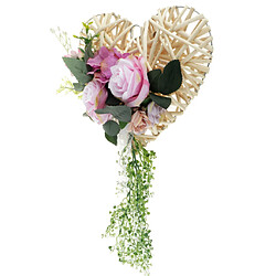 Acheter Rotin Coeur Soie Rose Fleur Guirlande De Porte Mur Maison De Mariage Décor Purple