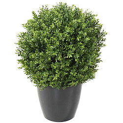 Pegane Plante artificielle haute gamme Spécial extérieur / Buis boule UV artificiel, coloris vert - Dim : H.50 x D.35 cm