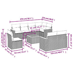 Avis Maison Chic Salon de jardin avec coussins 9 pcs | Ensemble de Table et chaises | Mobilier d'Extérieur beige résine tressée -GKD71484