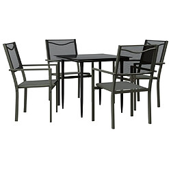 vidaXL Ensemble à manger de jardin 5 pcs noir textilène et acier