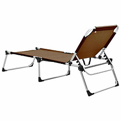 Maison Chic Chaise longue pliable de jardin | Bain de soleil Relax | Transat extra haute pour seniors Marron Aluminium -GKD91287 pas cher