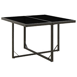 Maison Chic Table de jardin | Table d'extérieur Noir 109x107x74 cm Résine tressée et verre -GKD36063