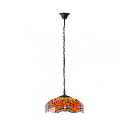 Interiors 1900 Suspension 41 cm Dragonfly Flame, verre et métal